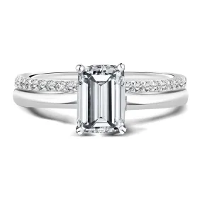 Weekend Ready 1 Carat Emerald Cut Moissanite Pave Bridal Set