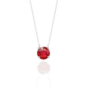 1 Carat Round Cut Lab-Created Ruby Solitaire Pendant Necklace in 18k White Gold Over Silver Sophisticated Gift