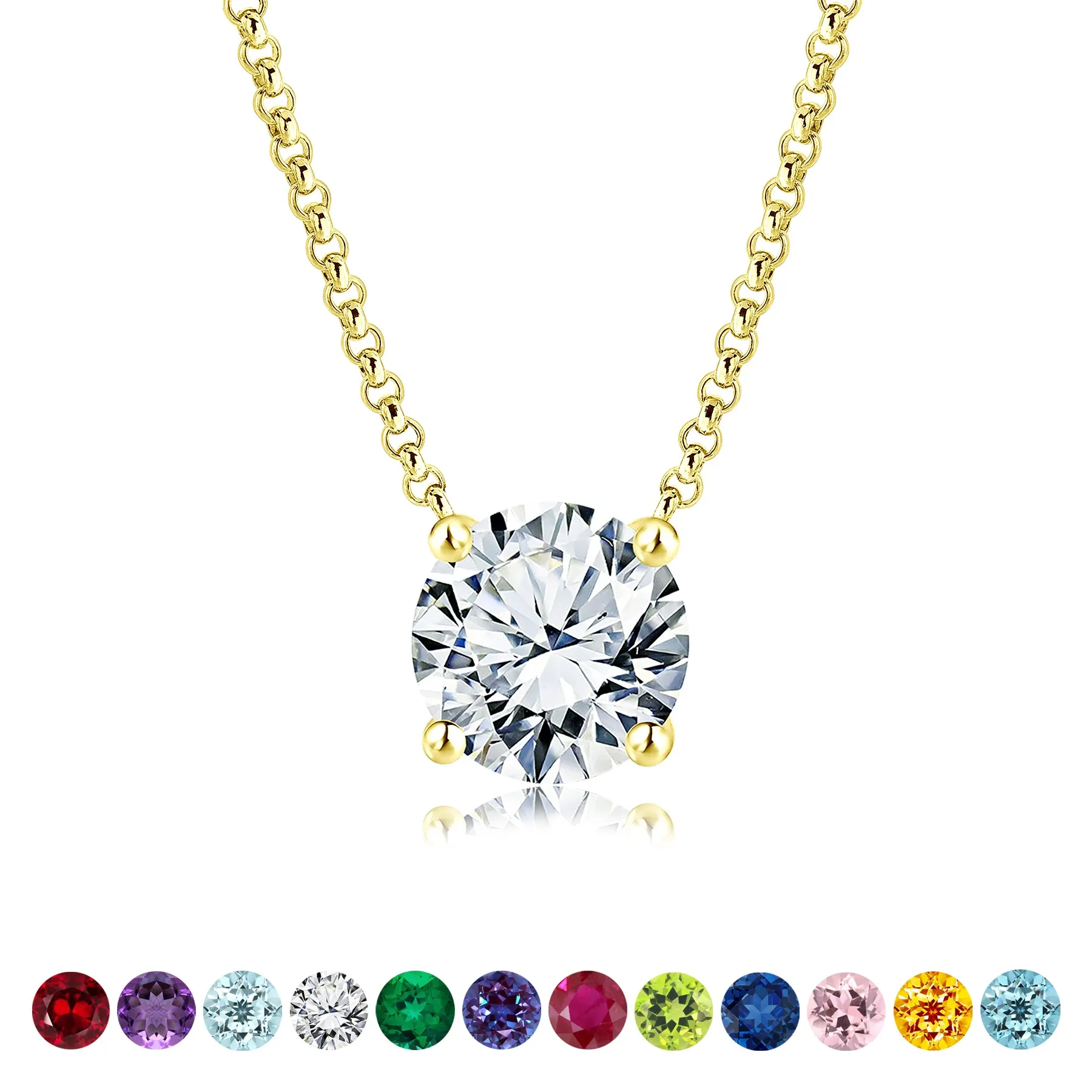 Spring Style 1 Carat Round Cut Real Moissanite Solitaire Pendant Necklace in 18k White Gold Over Silver