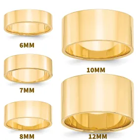 10K Yellow Gold Comfort Fit 6mm 7mm 8mm 10mm 12mm Flat Men's Women's Wedding Band Ring. Anniversary Cigar Band Thumb Exclusive Appeal