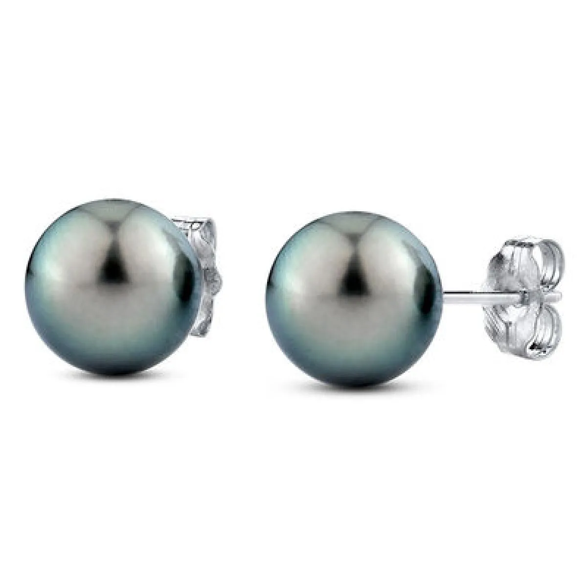 11mm Tahitian Cultured Pearl Stud Earrings in 14K White Gold Evening Accessory