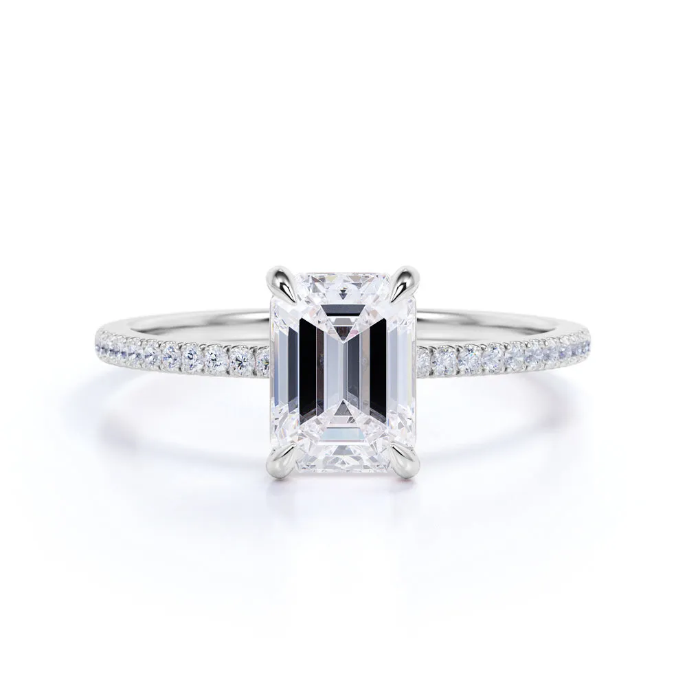 1.25 Carat Emerald Cut Moissanite Pave Engagement Ring Gift Moment