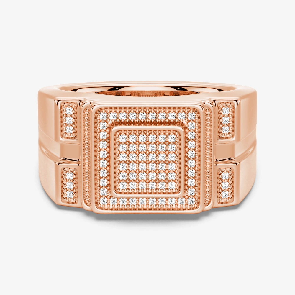 12mm Moissanite Micro Pave Square Stepped Men's Wedding Ring Radiant Accent
