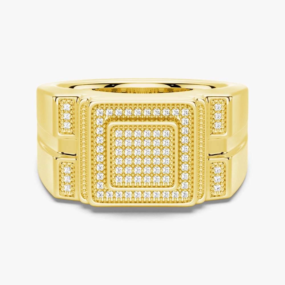 Minimal Appeal 12mm Moissanite Micro Pave Square Stepped Men's Wedding Ring