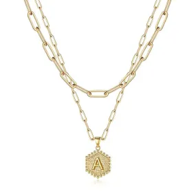 Simple Elegance 14K Gold Plated Paper Clip Chain Simple and Delicate Layered Initial Necklace