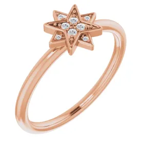 14K Rose .04 CTW Diamond Star Ring Designer Expression Polished Design