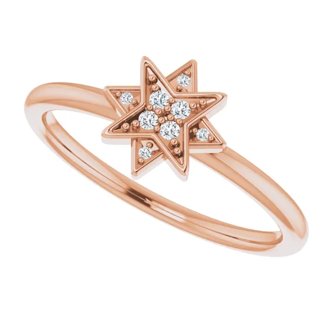 Superior Article Minimal Expression 14K Rose .04 CTW Diamond Star Ring