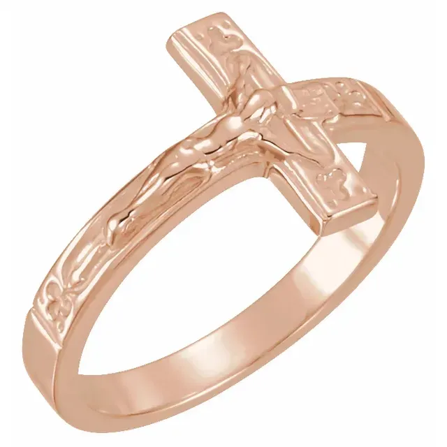 14K Rose 12 mm Crucifix Chastity Ring Size 5 Heat resistant