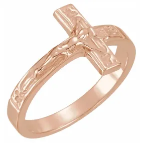 14K Rose 12 mm Crucifix Chastity Ring Size 5 Heat resistant