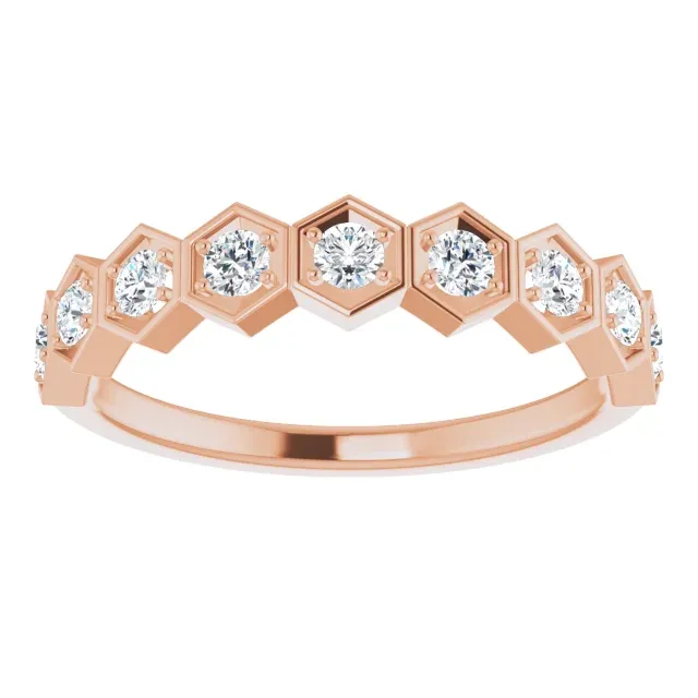14K Rose 1/3 CTW Diamond Stackable Ring Brand Name Contemporary Memento