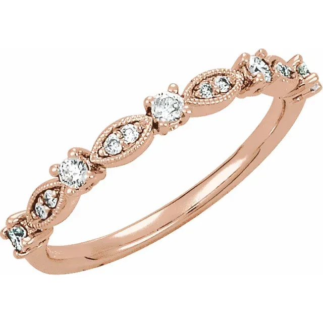Lovely Design Bold Bauble 14K Rose 1/5 CTW Diamond Granulated Stackable Ring