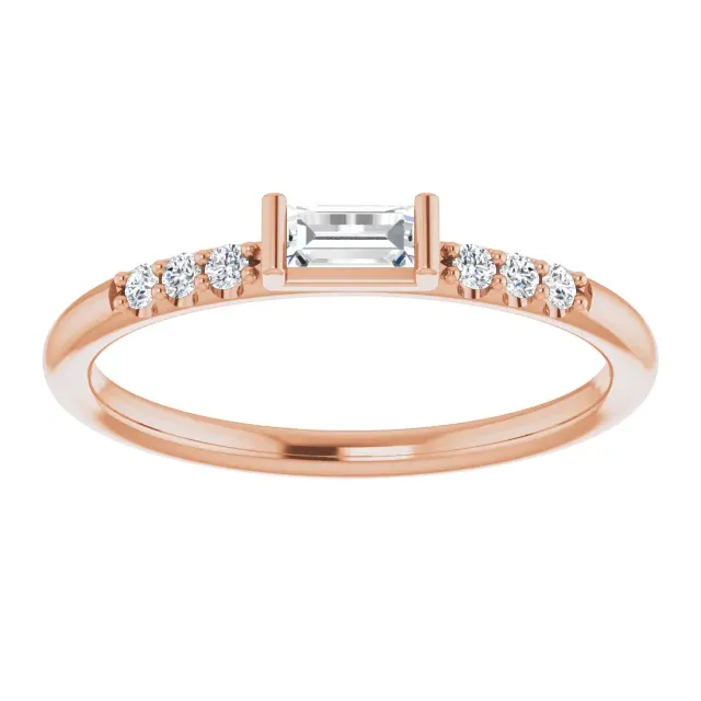 14K Rose 1/5 CTW Diamond Stackable Accented Ring Stylish Token HighEnd Sign