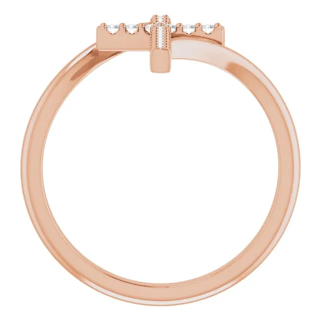 14K Rose 1/8 CTW Diamond Cross Ring Unique Jewelry Glamorous Product