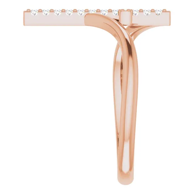 14K Rose 1/8 CTW Diamond Cross Ring Modern Application