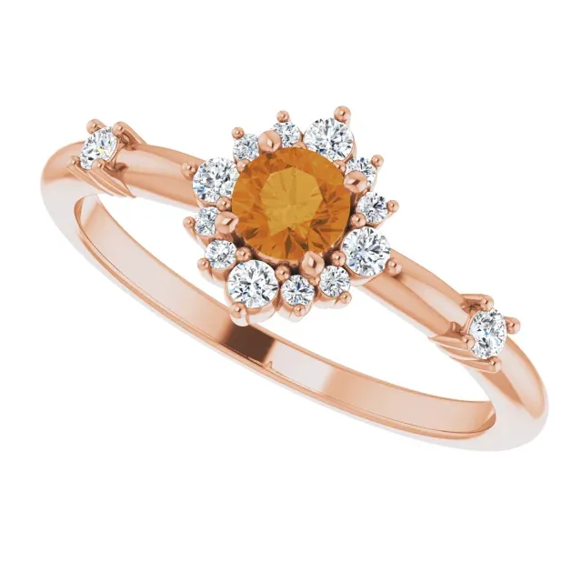 14K Rose Citrine & 1/6 CTW Diamond Ring private label Digital Component