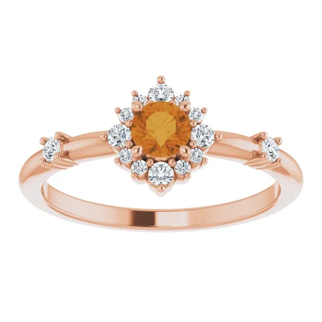 Gentle Form Any Style 14K Rose Citrine & 1/6 CTW Diamond Ring