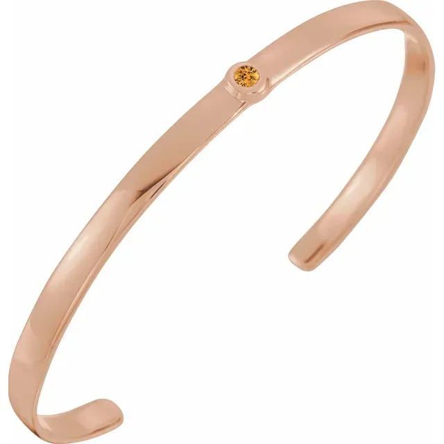 14K Rose Citrine Cuff 6" Bracelet Reliable Blends Staple Piece