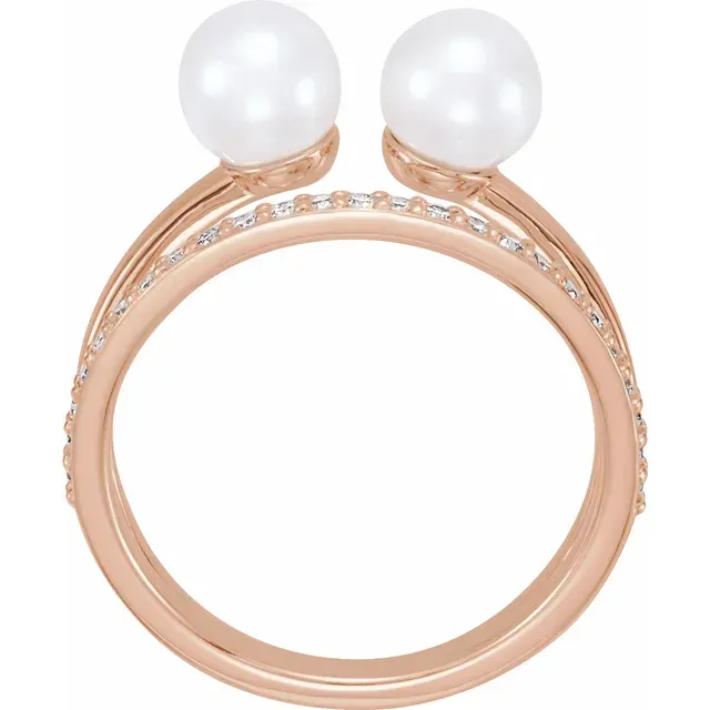 14K Rose Freshwater Cultured Pearl & 1/5 CTW Diamond Ring Casual Chic