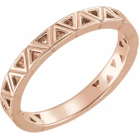 14K Rose Stackable Geometric Ring Daily Style Fresh Spark