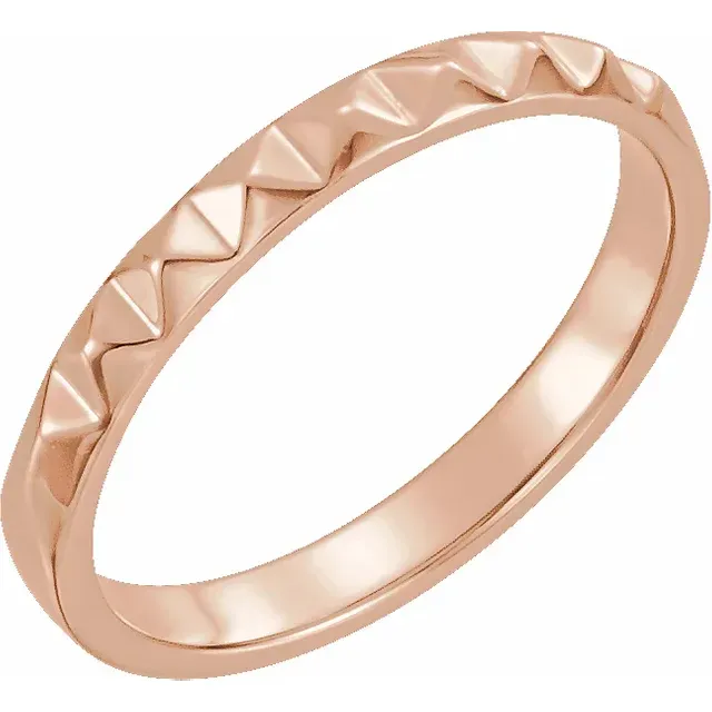 14K Rose Stackable Pyramid Ring Balanced Contour