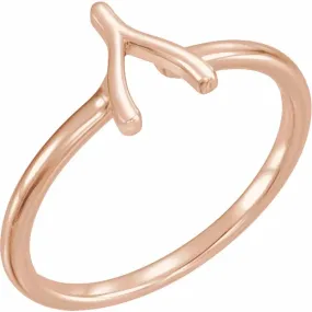14K Rose Wishbone Ring Classic Statement Fine Accessory