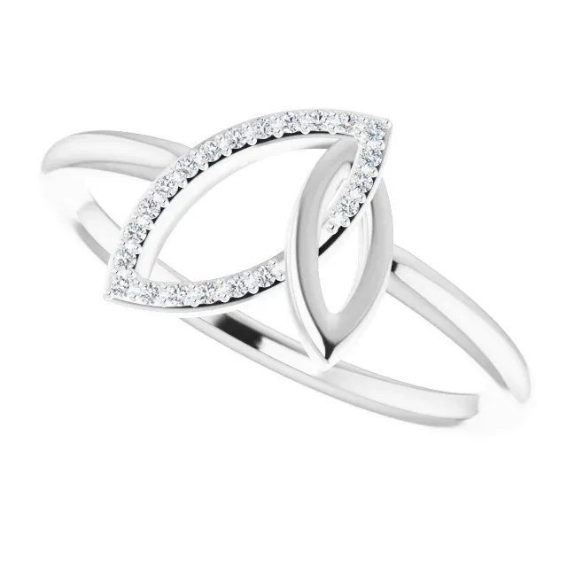 Secure Symbol Fashion Pick 14K White .05 CTW Diamond Double Leaf Ring