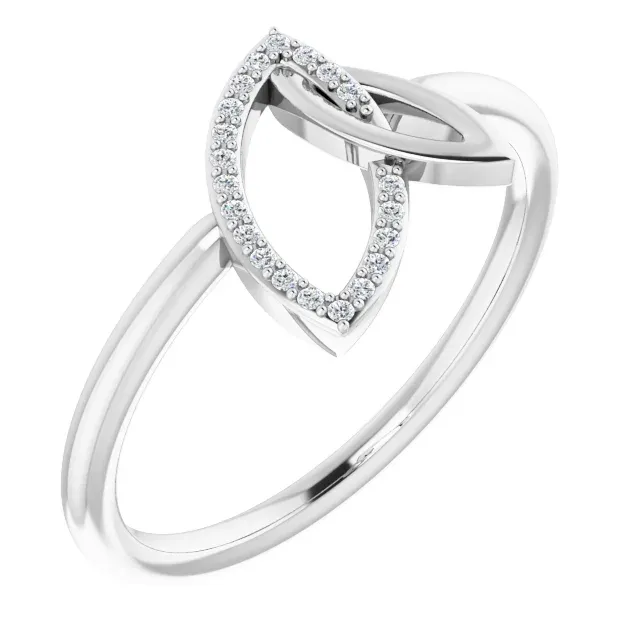 Unique Look Exclusive Article 14K White .05 CTW Diamond Double Leaf Ring