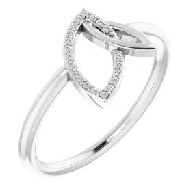 Unique Look Exclusive Article 14K White .05 CTW Diamond Double Leaf Ring
