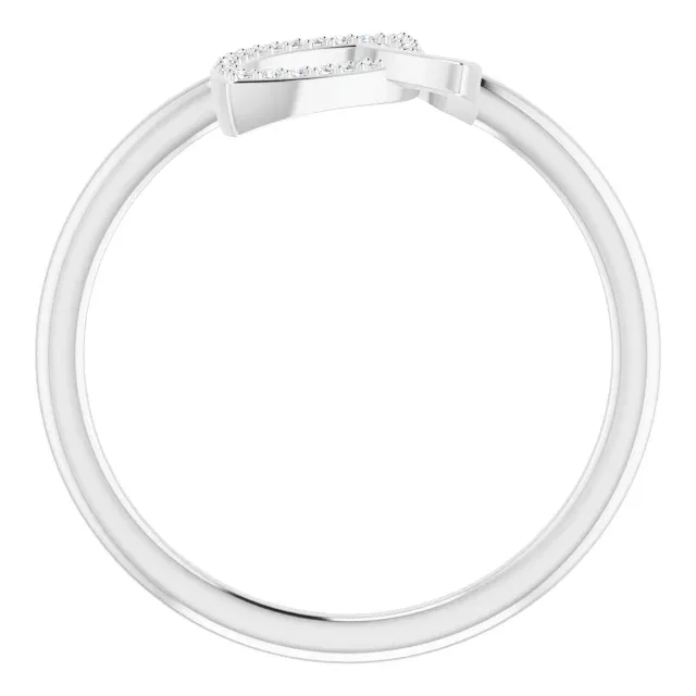 14K White .05 CTW Diamond Double Leaf Ring Unique Bauble