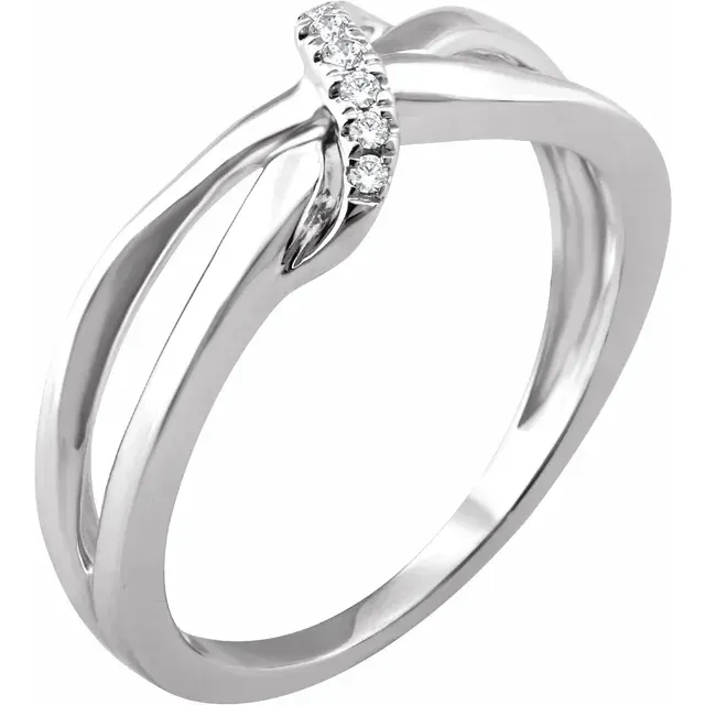 14K White .05 CTW Diamond Negative Space Ring Bridal Gift