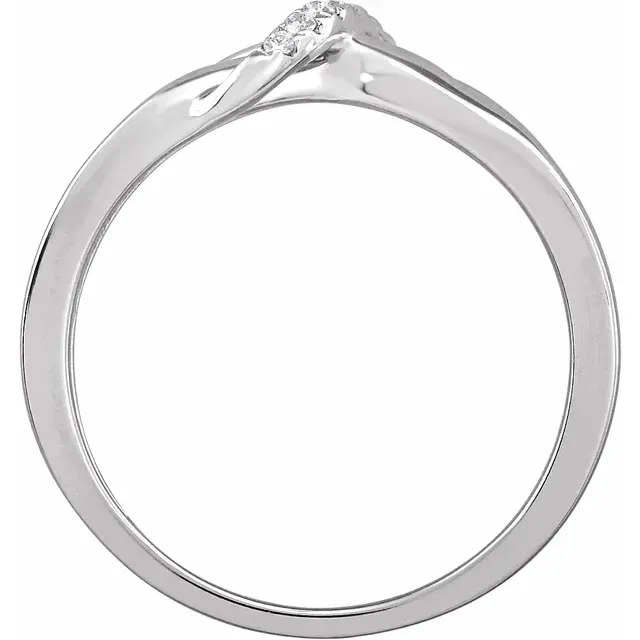14K White .05 CTW Diamond Negative Space Ring Unique Jewelry