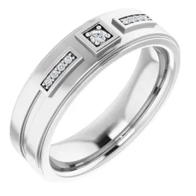 14K White .06 CTW Diamond Men's Ring Creative Product Modern Wear