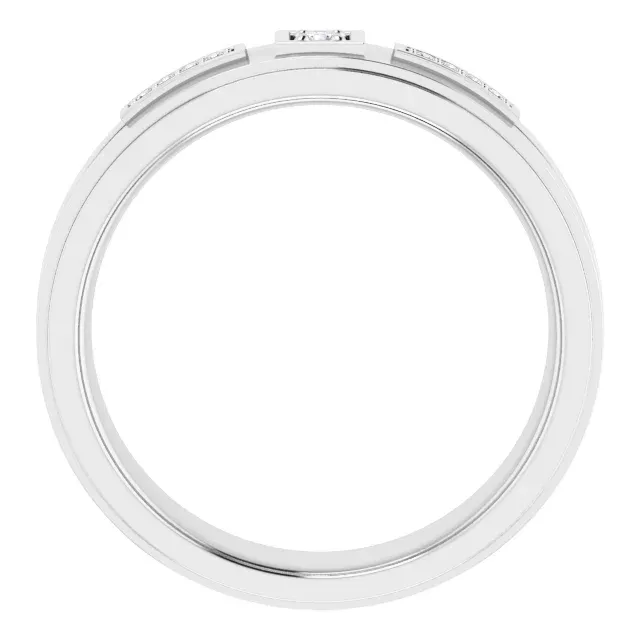 14K White .06 CTW Diamond Men's Ring Elegant Structure Stylish Sign