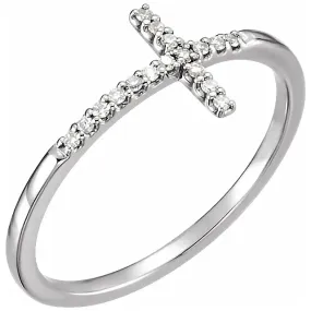 Brilliant Expression Personal Craft 14K White .08 CTW Diamond Sideways Cross Ring