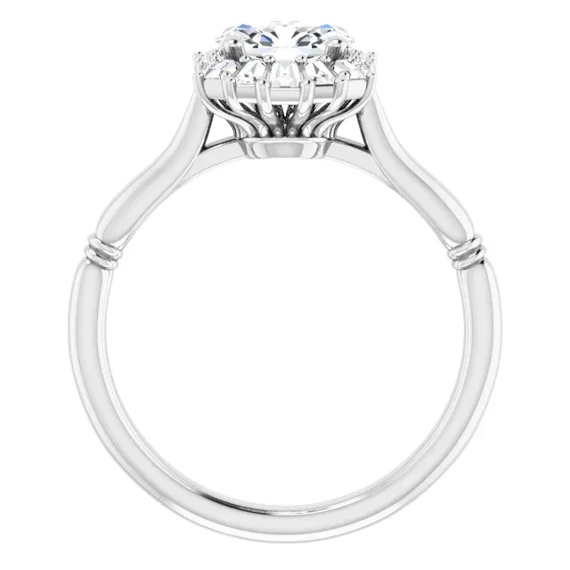 14K White 1 CTW Diamond Halo-Style Ring Unique Article