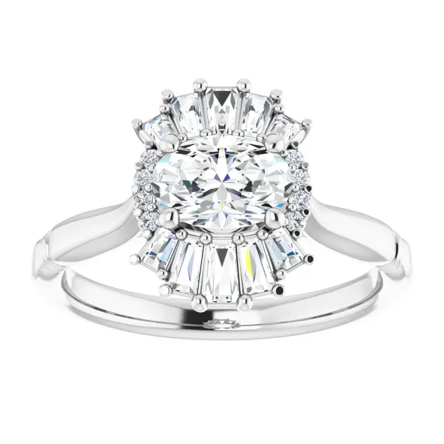 Laminated Layer Convenient Care 14K White 1 CTW Diamond Halo-Style Ring