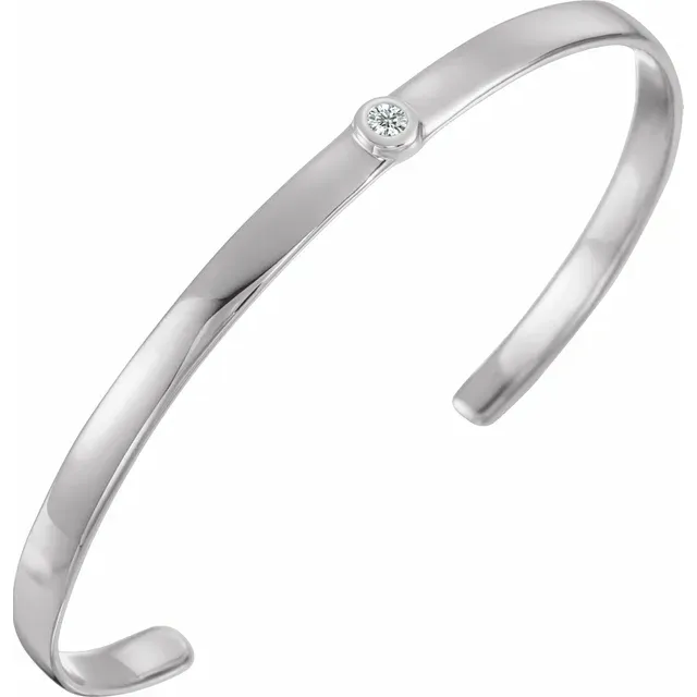 Pure Sophistication 14K White 1/10 CT Diamond Cuff 6" Bracelet