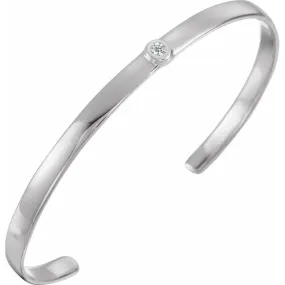 Pure Sophistication 14K White 1/10 CT Diamond Cuff 6" Bracelet