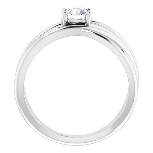 14K White 1/2 CT Diamond Solitaire Criss Cross Diamond Ring Critic Acclaimed Amazing Design