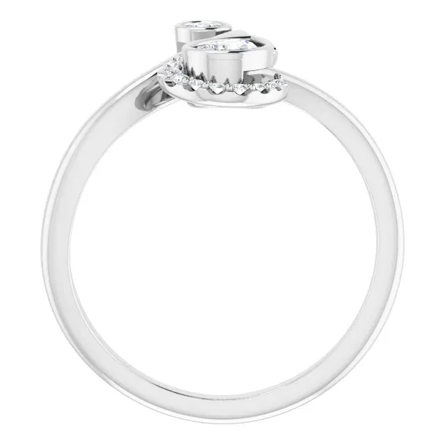 Luxury Simplicity 14K White 1/2 CTW Diamond Bezel-Set Bypass Ring