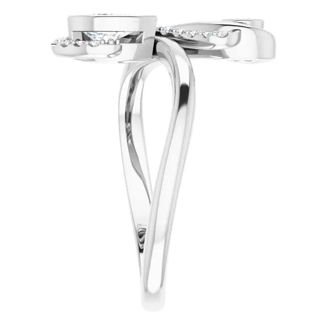 Simple Look 14K White 1/2 CTW Diamond Bezel-Set Bypass Ring