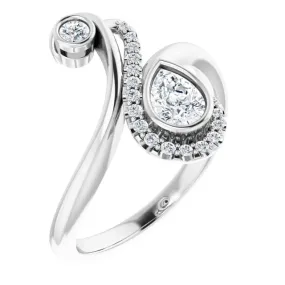 Eye Catching 14K White 1/2 CTW Diamond Bezel-Set Bypass Ring