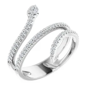 Modern Texture Event Present 14K White 1/3 CTW Diamond Snake Ring