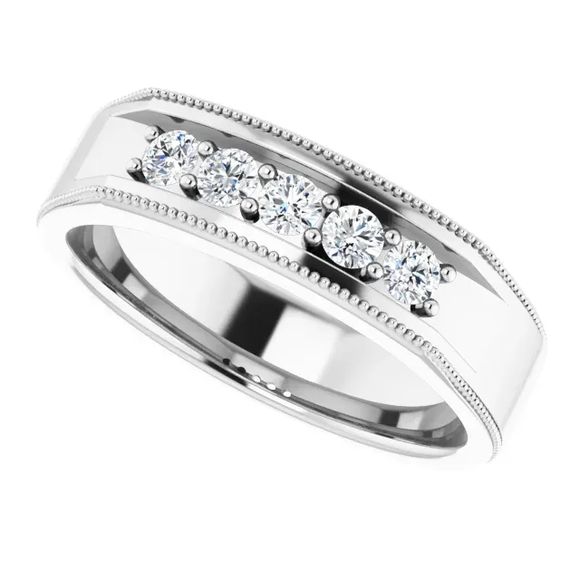 Resilient Look 14K White 1/3 CTW Men's Diamond Ring