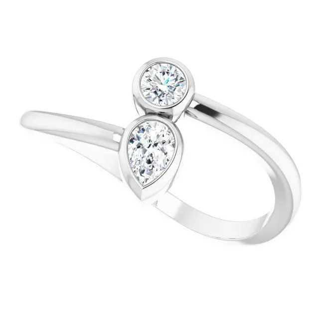 HighEnd Trinket Event Jewelry 14K White 1/4 CTW Diamond Bezel-Set Bypass Ring