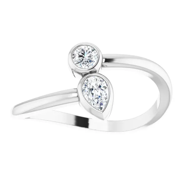 Timeless Proportion Zero Waste 14K White 1/4 CTW Diamond Bezel-Set Bypass Ring