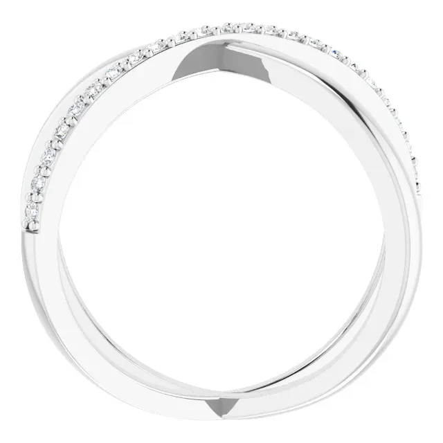 14K White 1/4 CTW Diamond Criss Cross Diamond Ring Neat Finish Fine Craft