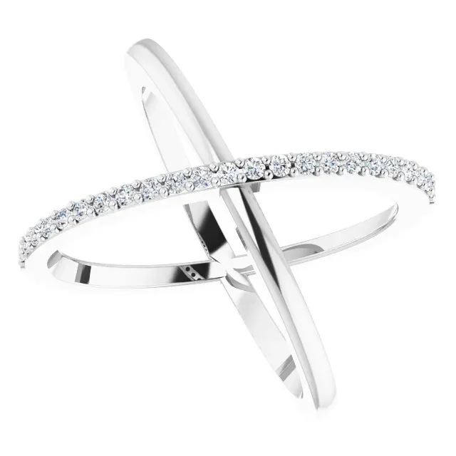 Bold piece Casual Simplicity 14K White 1/4 CTW Diamond Criss Cross Diamond Ring