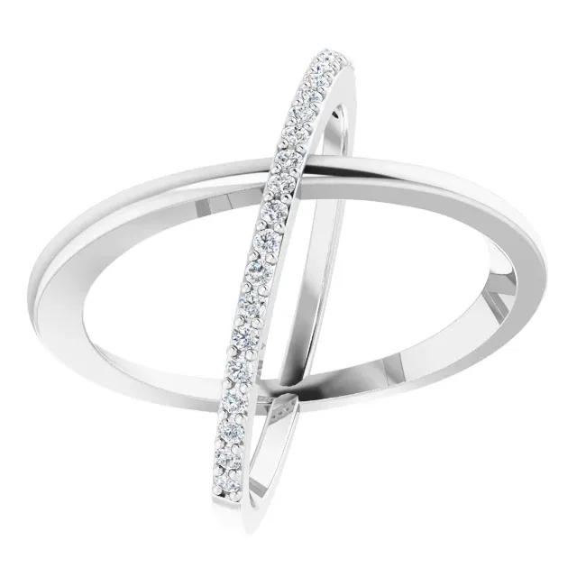 14K White 1/4 CTW Diamond Criss Cross Diamond Ring Classic Design Superior Style