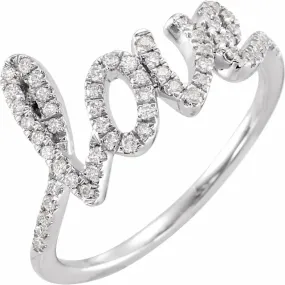 Tarnish Proof 14K White 1/4 CTW Diamond Love Ring